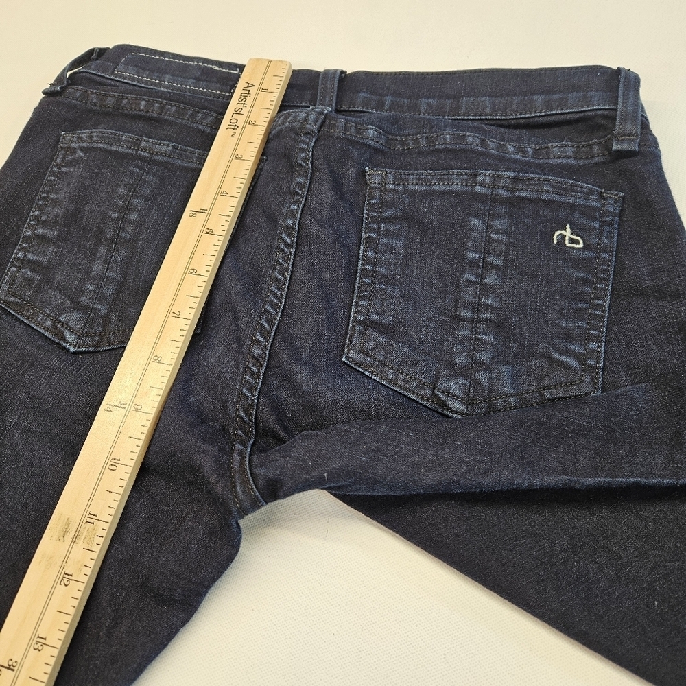 Rag & Bone Elephant Bell Flare Jeans Womens 27 Dark Blue Indigo Overdye Stretch - Picture 9 of 10